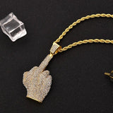 Hip Hop Rhinestone Men Necklace Ice Out Cubic Zircon Finger Animals Pendant
