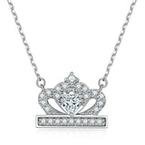 Zircon Heart Pendant Clavicle Chain Silver Necklace