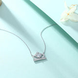 Zircon Heart Pendant Clavicle Chain Silver Necklace