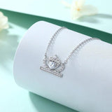 Zircon Heart Pendant Clavicle Chain Silver Necklace