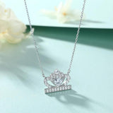 Zircon Heart Pendant Clavicle Chain Silver Necklace