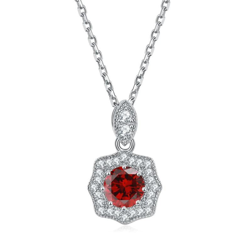 S925 Sterling Silver Flower Zircon Birthstone Necklace