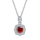 S925 Sterling Silver Flower Zircon Birthstone Necklace
