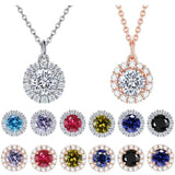 Colorful Twelve Birthday Stone Pendant Necklace Sterling Silver