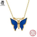925 Silver Butterfly Necklace Enamel Pendant SN309