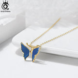 925 Silver Butterfly Necklace Enamel Pendant SN309