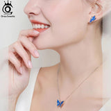 925 Silver Butterfly Necklace Enamel Pendant SN309
