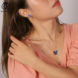 925 Silver Butterfly Necklace Enamel Pendant SN309