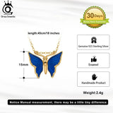 925 Silver Butterfly Necklace Enamel Pendant SN309