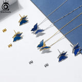 925 Silver Butterfly Necklace Enamel Pendant SN309