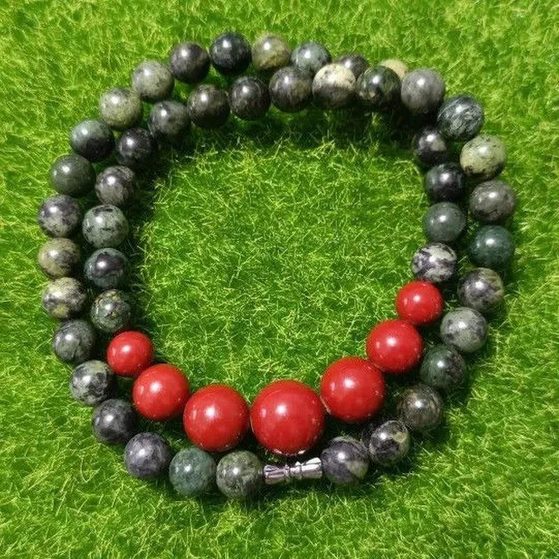 Tibetan Jade Medicine King Stone Bead Chain Necklace
