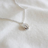 Sterling Silver Oval Coffee Bean Pendant Necklace