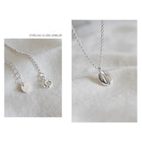 Sterling Silver Oval Coffee Bean Pendant Necklace