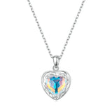 Heart Necklace S925 Sterling Silver Chain Colorful Pendant