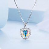 Heart Necklace S925 Sterling Silver Chain Colorful Pendant