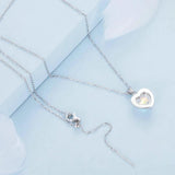 Heart Necklace S925 Sterling Silver Chain Colorful Pendant