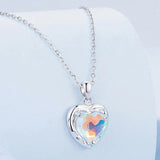 Heart Necklace S925 Sterling Silver Chain Colorful Pendant
