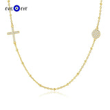 Sterling Silver Zircon Cross Evil Eye Necklace