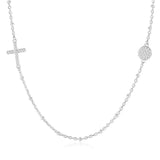 Sterling Silver Zircon Cross Evil Eye Necklace