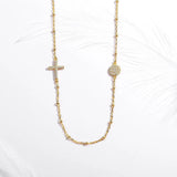 Sterling Silver Zircon Cross Evil Eye Necklace
