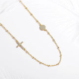 Sterling Silver Zircon Cross Evil Eye Necklace