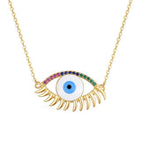 925 Silver Evil Eye Pendant Necklace with Zircon - Fine Jewelry