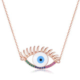 925 Silver Evil Eye Pendant Necklace with Zircon - Fine Jewelry