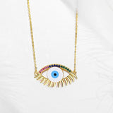 925 Silver Evil Eye Pendant Necklace with Zircon - Fine Jewelry
