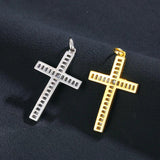 925 Silver Baguette Cross Pendant Iced CZ Womens Necklace
