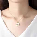 S925 Evil Eye Round Pendant Necklace Zircon for Women Girls Men