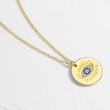 S925 Evil Eye Round Pendant Necklace Zircon for Women Girls Men
