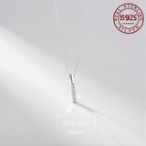 925 Silver Crystal Square Bar Pendant Necklace for Bride Wedding