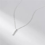 925 Silver Crystal Square Bar Pendant Necklace for Bride Wedding