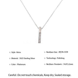 925 Silver Crystal Square Bar Pendant Necklace for Bride Wedding