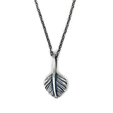 Vintage Silver Feather Pendant Necklace for Women