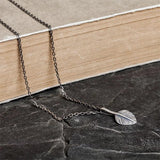 Vintage Silver Feather Pendant Necklace for Women
