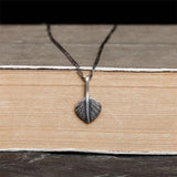 Vintage Silver Feather Pendant Necklace for Women