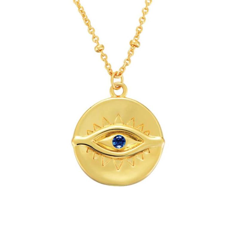 925 Silver Zircon Evil Eye Necklace Long Chain Pendant for Women
