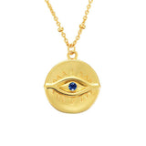 925 Silver Zircon Evil Eye Necklace Long Chain Pendant for Women