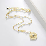 925 Silver Zircon Evil Eye Necklace Long Chain Pendant for Women