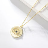 925 Silver Zircon Evil Eye Necklace Long Chain Pendant for Women