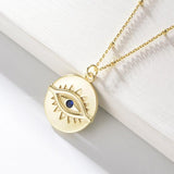 925 Silver Zircon Evil Eye Necklace Long Chain Pendant for Women