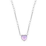 Pink Heart Pendant Necklace 925 Sterling Silver Y2K Jewelry