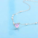 Pink Heart Pendant Necklace 925 Sterling Silver Y2K Jewelry