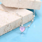Pink Heart Pendant Necklace 925 Sterling Silver Y2K Jewelry