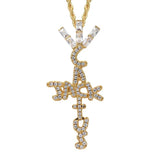 Rhinestone Men Necklace Ice Out Cross Pendant Silver Chain