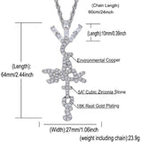 Rhinestone Men Necklace Ice Out Cross Pendant Silver Chain