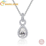 Water Drop Zircon Pendant Necklace S925 Silver Cross Chain Women Wedding Gift