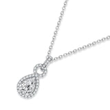 Water Drop Zircon Pendant Necklace S925 Silver Cross Chain Women Wedding Gift