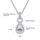 Water Drop Zircon Pendant Necklace S925 Silver Cross Chain Women Wedding Gift
